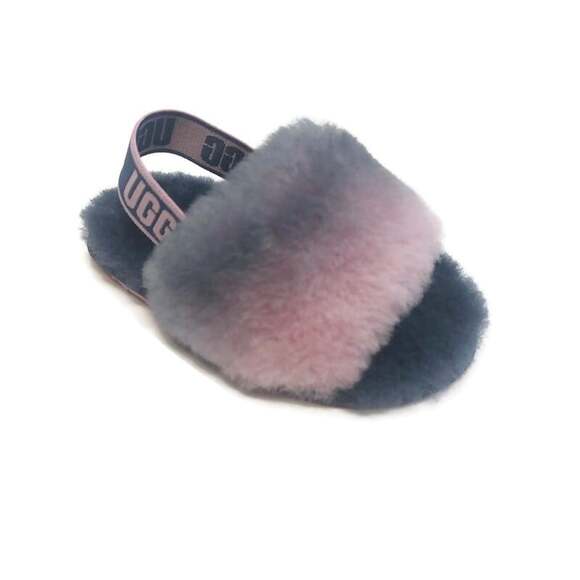 UGG Other - UGG Fluff Yeah Toddler 8T Gray Combo Gradient Fuzzy Slip On Slippers 1120835T